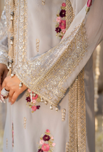 Chiffon 3 Piece Embroidered Hayat Karma Collection GLACIER BLUE F-496