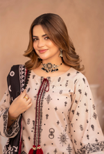 Winter Luxury 3 Piece Embroidered Mishaal Karma CollectionALMOND SKU:KC-1531