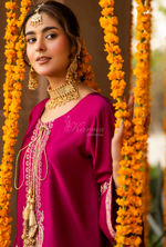 Chiffon 3 Piece Embroidered Hayat Karma Collection BOTTLE GREEN F-493