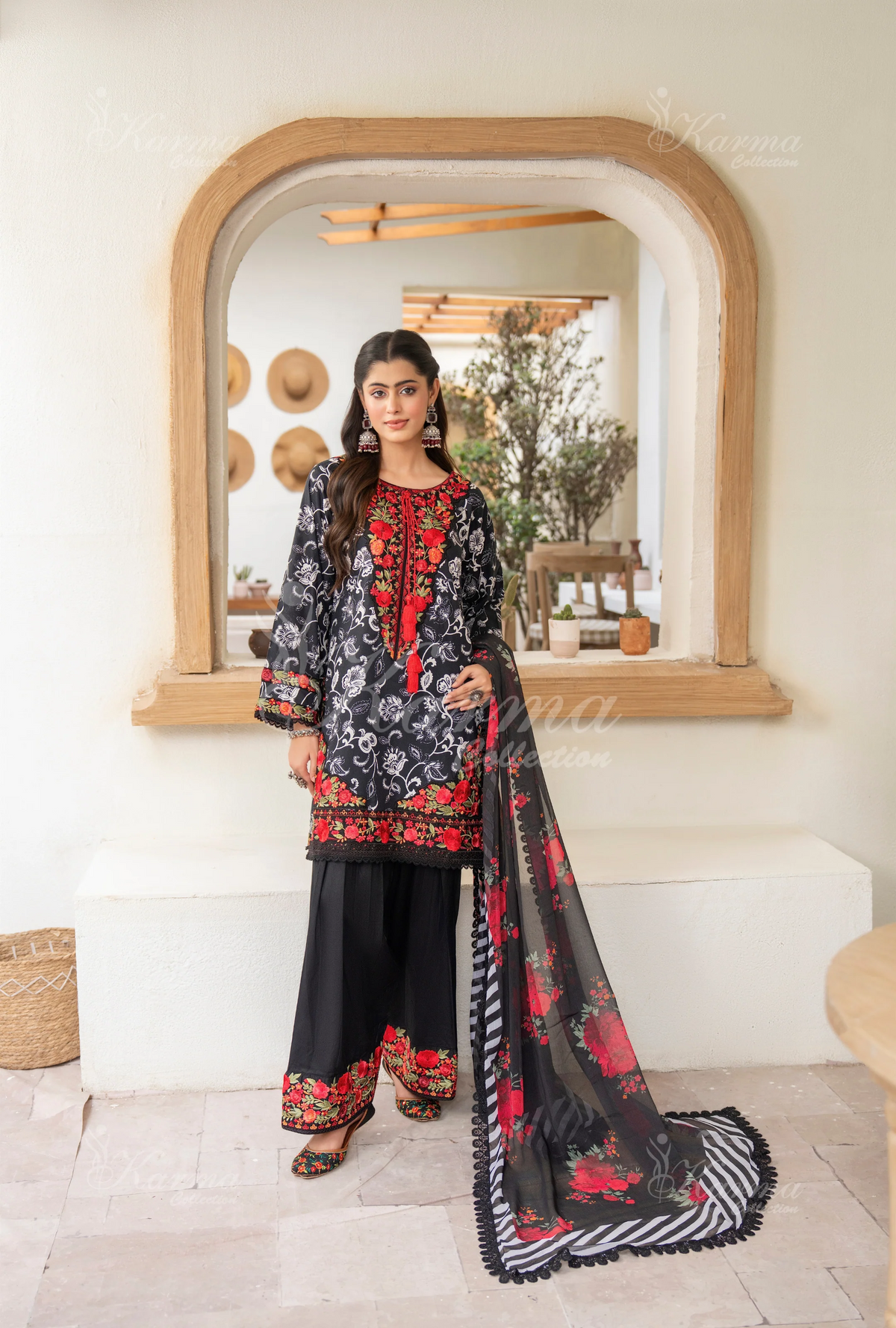 Farshi Shalwar Karma Collection CRIMSON NOIR KC-1492