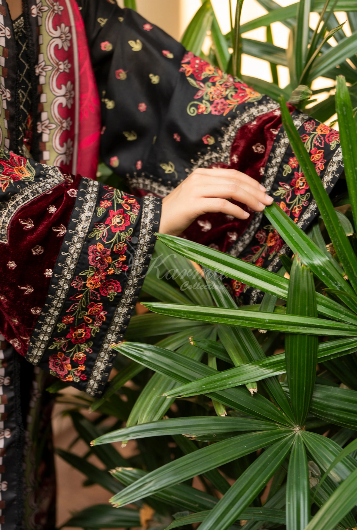 Karma Collection Winter Luxury Edition 3 Piece Embroidered Kotrai NIGHTFALL Shirt withDupatta & Shalwar for Elegant Outfits KC-1525