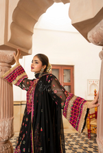 Chiffon 3 Piece Embroidered Hayat Karma Collection PITCH BLACK F-492