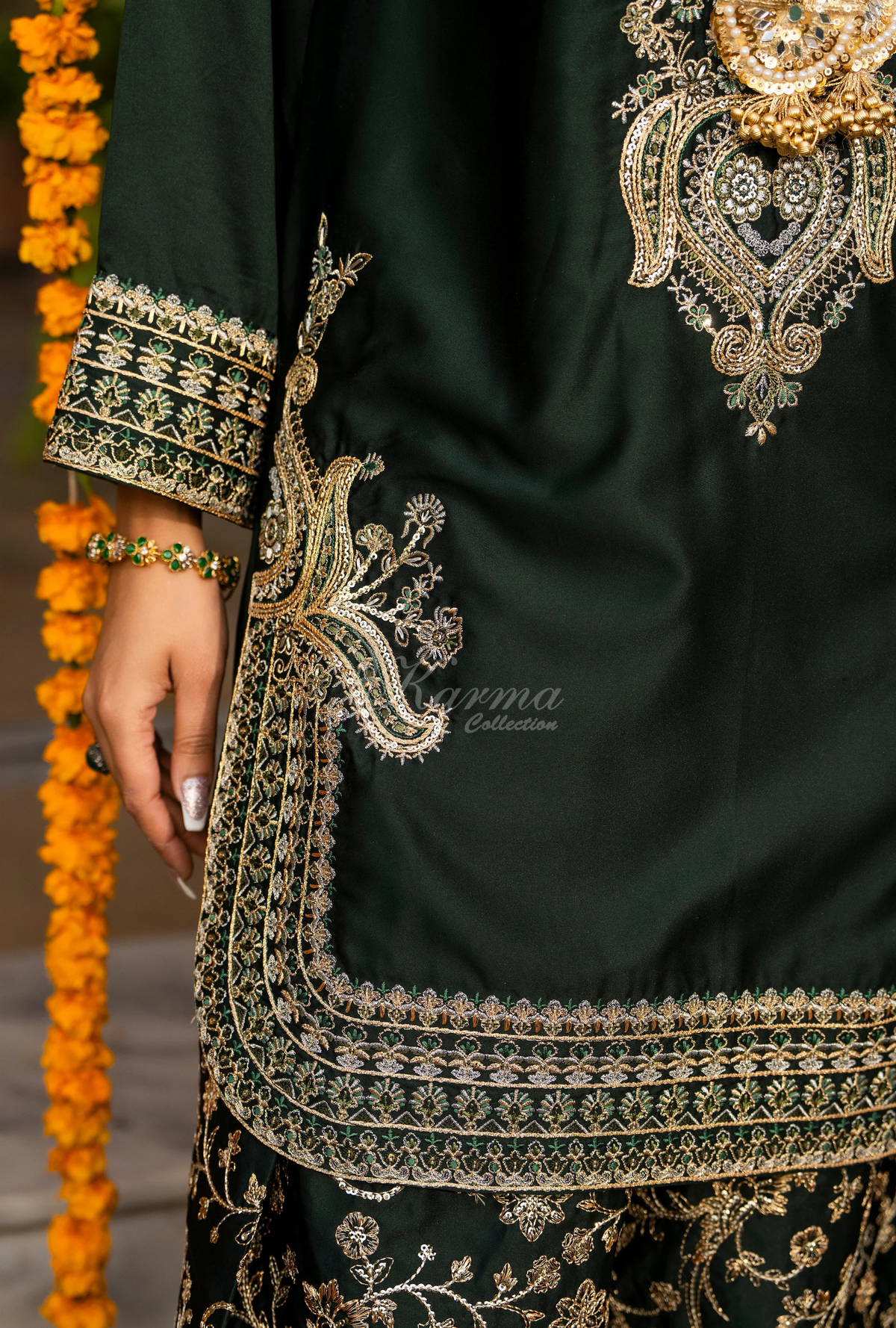 Chiffon 3 Piece Embroidered Hayat Karma Collection HOT ROSE F-493