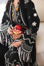 Qalamkar SA-02 Liana black suit close up embroidery detail front