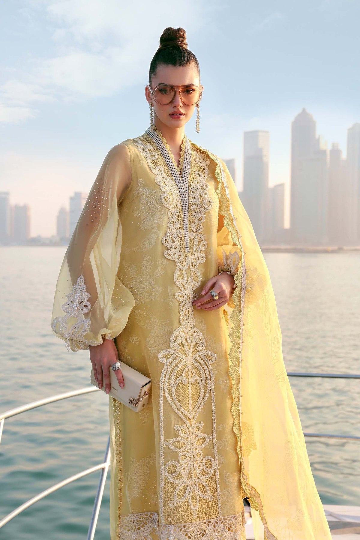 Maria B Stitched Embroidered Luxury Lawn 3 Piece Suit D-2604-A- Eid Collection