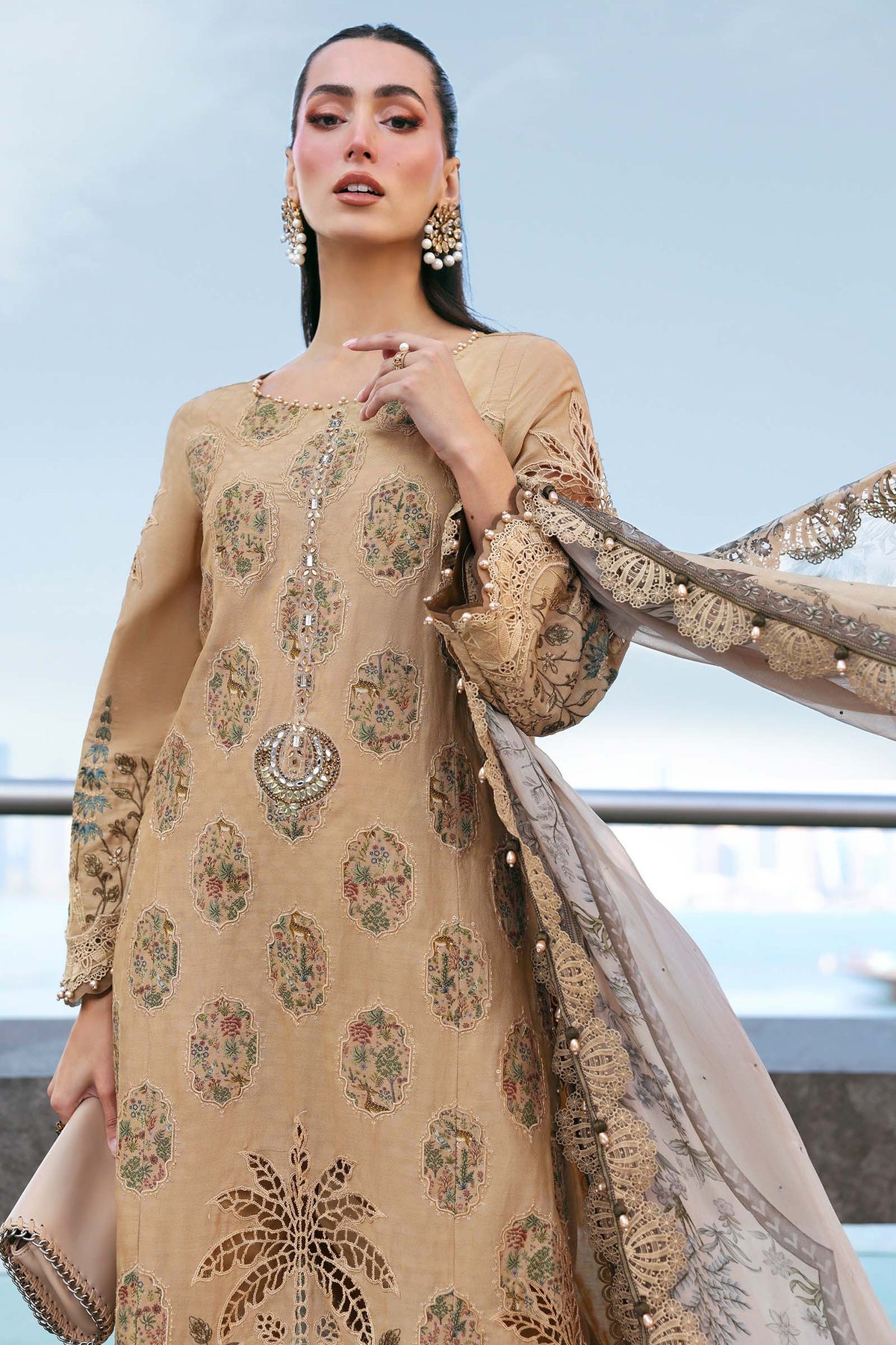 Maria B Stitched Embroidered Luxury Lawn 3 Piece Suit D-2605-A- Eid Collection