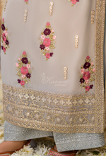 Chiffon 3 Piece Embroidered Hayat Karma Collection GLACIER BLUE F-496