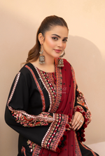 Winter Luxury 3 Piece Embroidered Mishaal Karma CollectionBLOODSTONE SKU:KC-1532