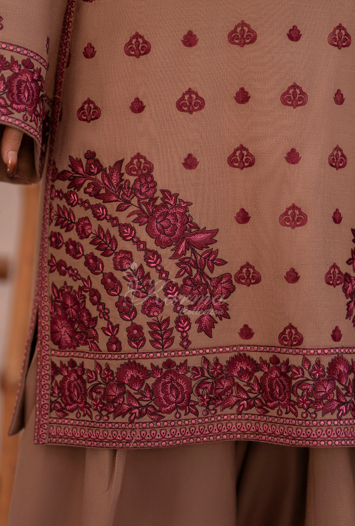 Winter Luxury 3 Piece Embroidered Mishaal Karma CollectionESPRESSO SKU:KC-1536