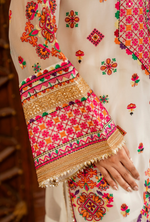 Chiffon 3 Piece Embroidered Hayat Karma Collection CHALK WHITE F-492