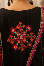 Chiffon 3 Piece Embroidered Hayat Karma Collection PITCH BLACK F-492