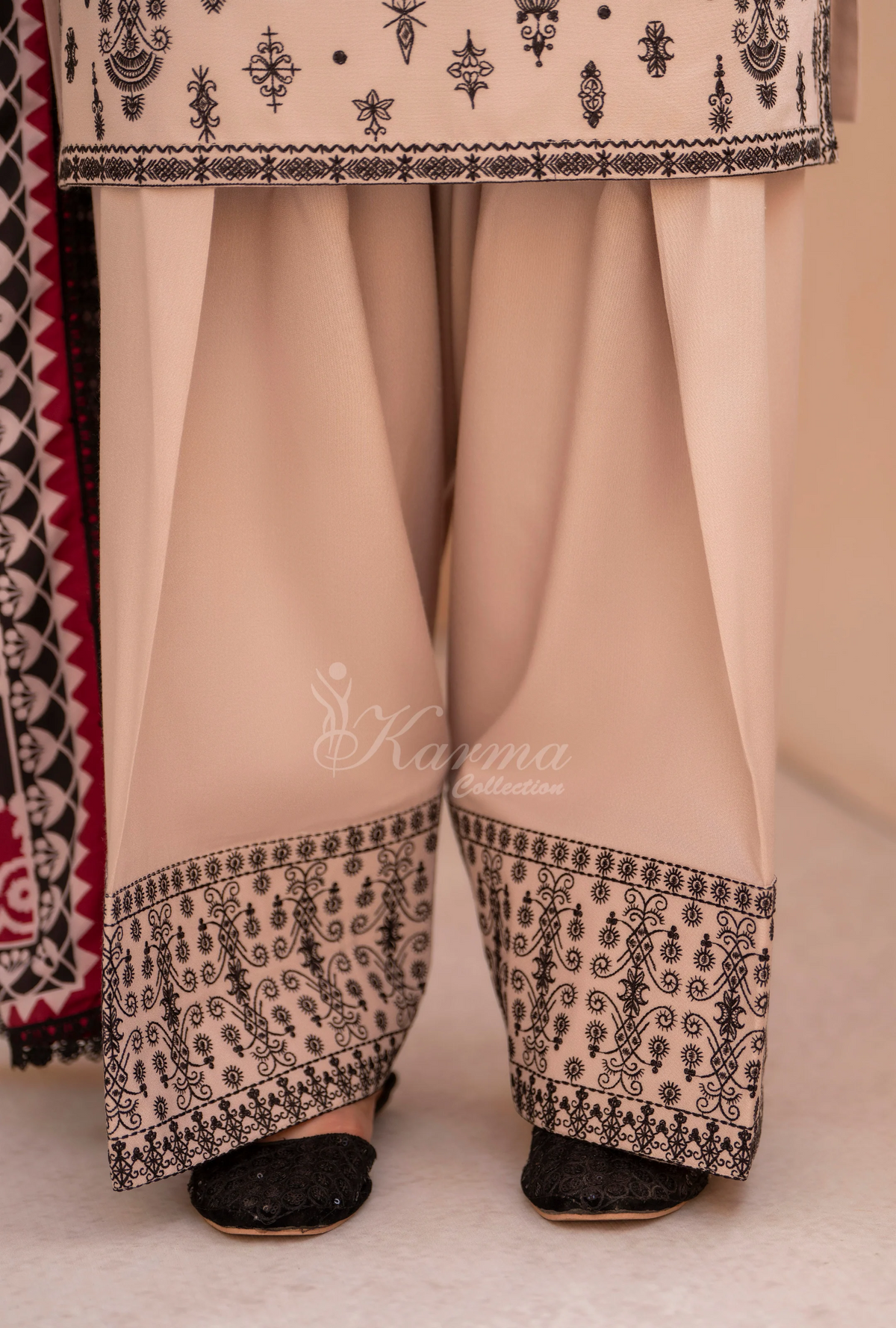 Winter Luxury 3 Piece Embroidered Mishaal Karma CollectionALMOND SKU:KC-1531