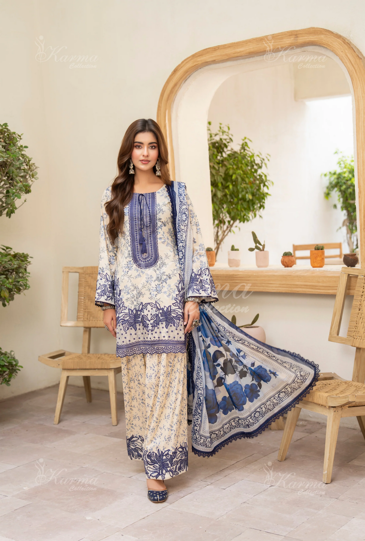 Farshi Shalwar Karma Collection FLORA BLUE KC-1496