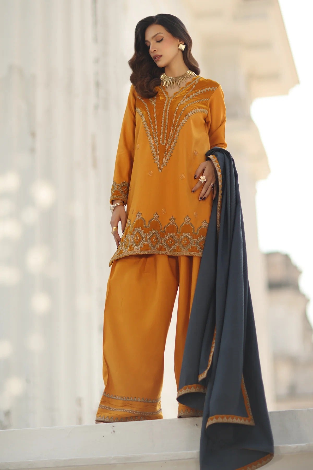 CHARIZMA SIGNATURE VOL 1 WINTER 2025-3-PC Stitched Peach Leather with Velvet CSW5-08