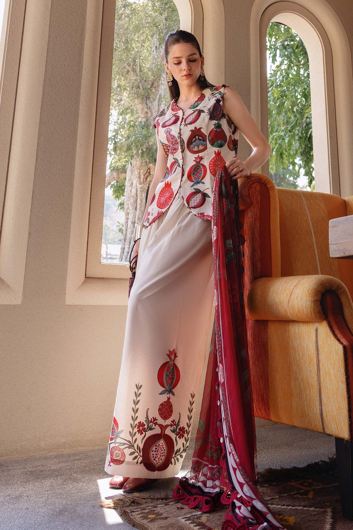 M Prints by Maria B Stitched Lawn 3 Piece Suit D-03 A - Summer Collection