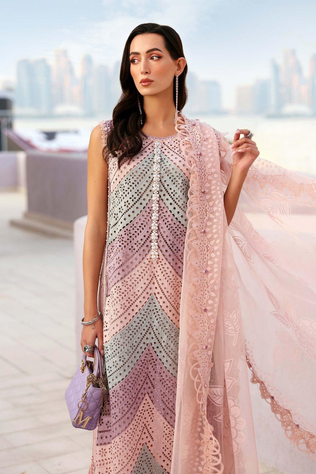 Maria B Stitched Embroidered Luxury Lawn 3 Piece Suit D-2612-B- Eid Collection