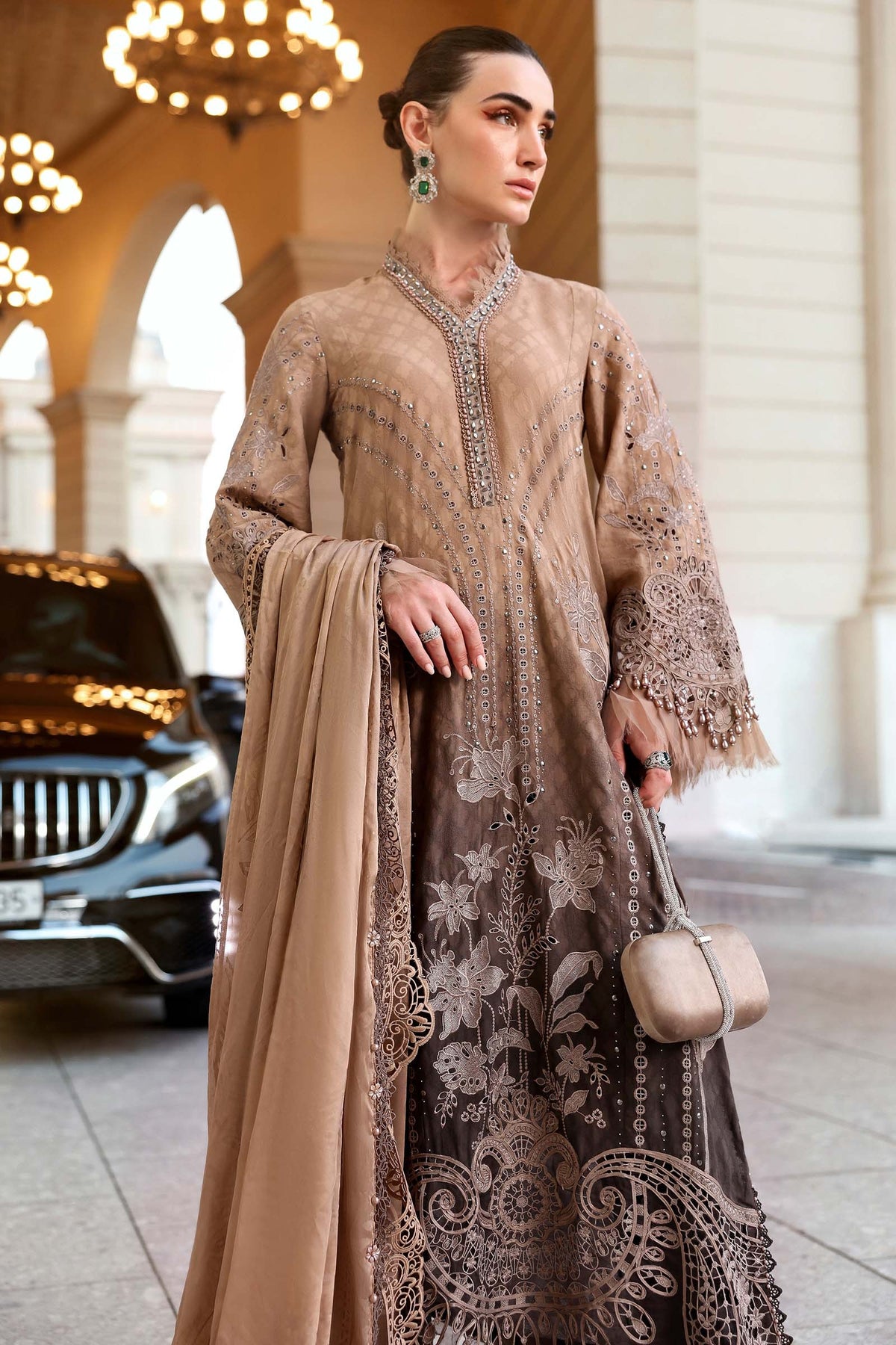 Maria B Stitched Embroidered Luxury Lawn 3 Piece Suit D-2601-A - Eid Collection