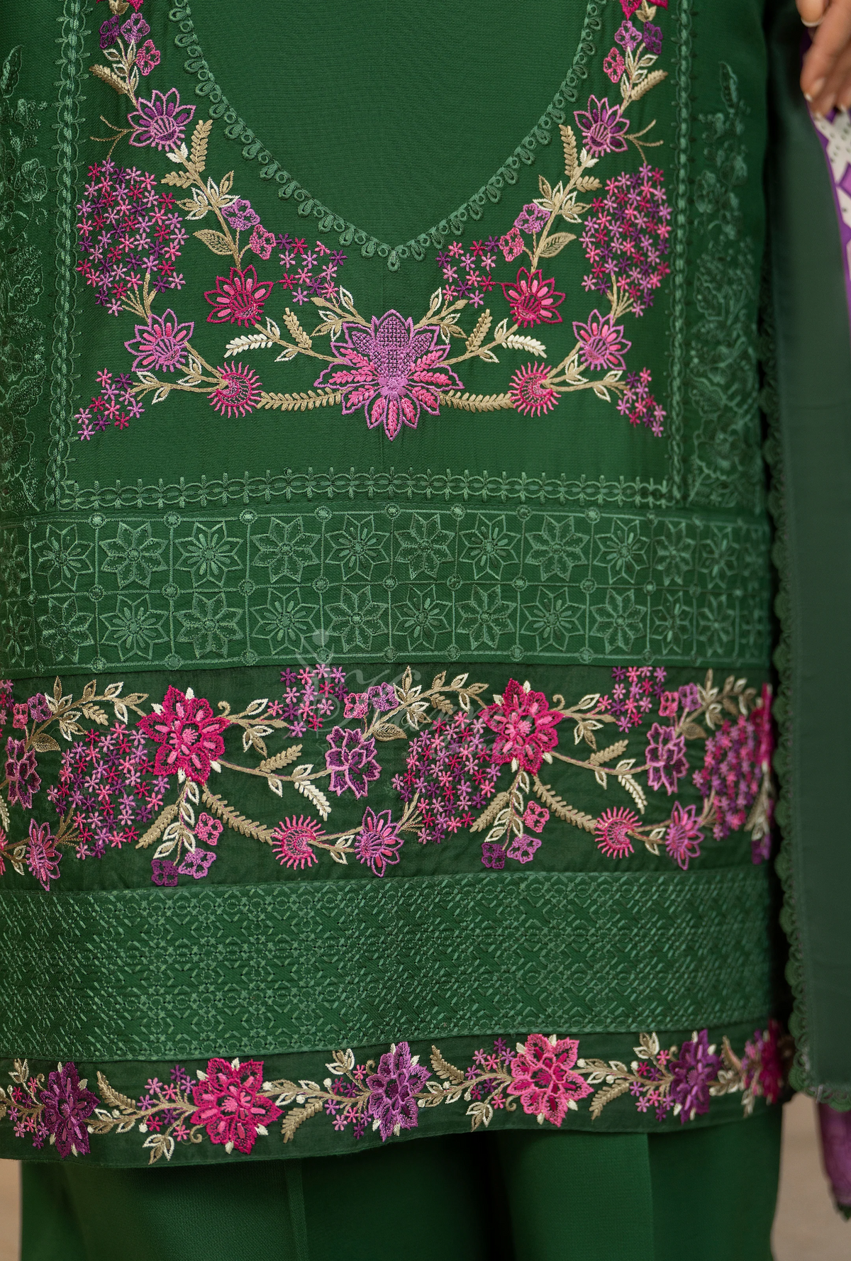 Karma Collection Winter Luxury Edition 3 Piece Embroidered Kotrai JADE Shirt with Dupatta & Shalwar for Elegant Outfits KC-1526