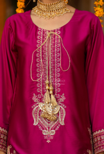 Chiffon 3 Piece Embroidered Hayat Karma Collection BOTTLE GREEN F-493