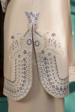 Karma Collection Winter Luxury Edition 3 Piece Embroidered Kotrai SILVER Shirt with Dupatta & Shalwar for Elegant Outfits KC-1523