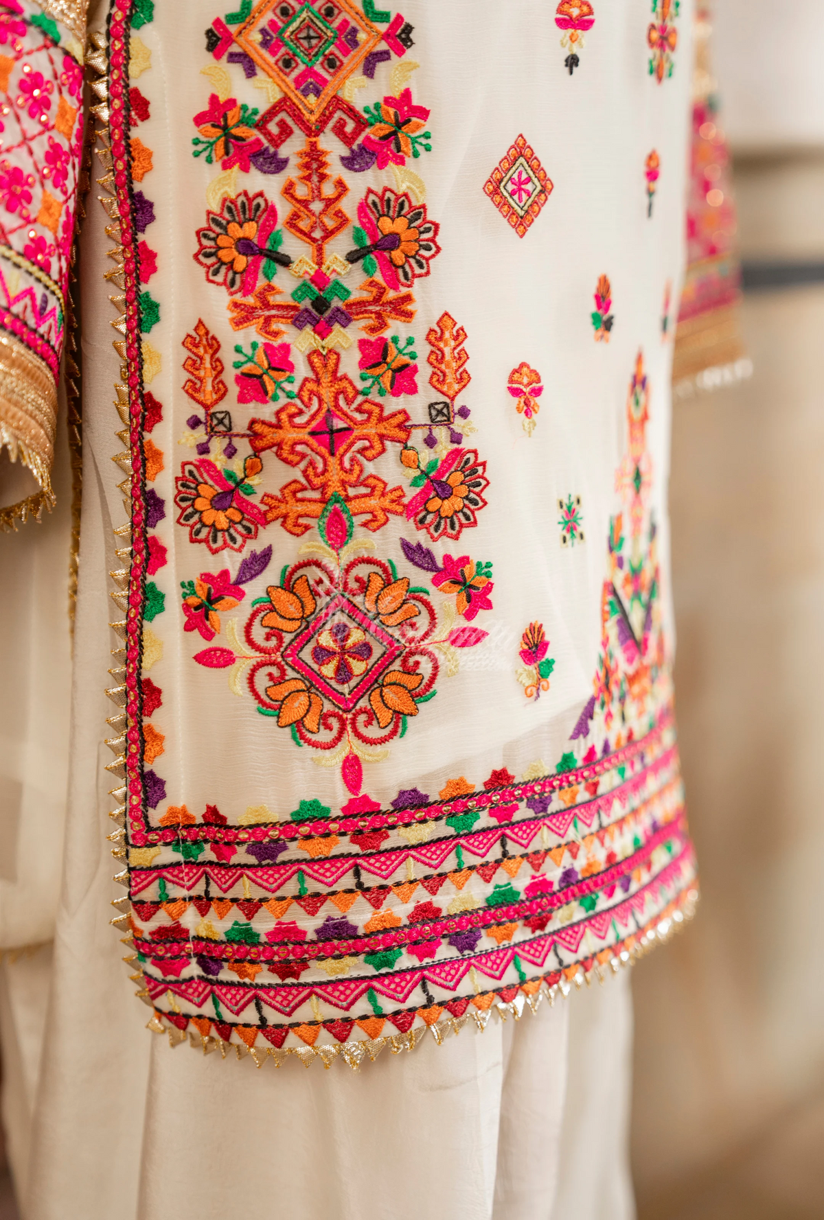 Chiffon 3 Piece Embroidered Hayat Karma Collection CHALK WHITE F-492