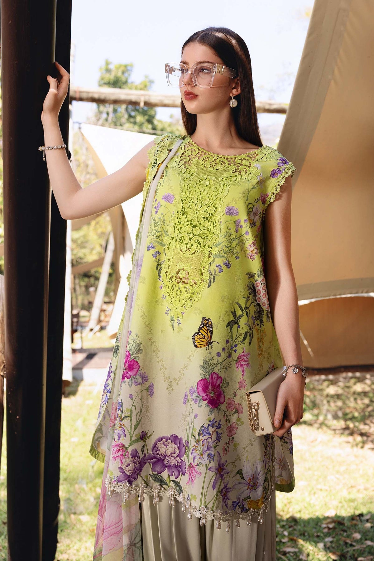 M Prints by Maria B Stitched Lawn 3 Piece Suit D-09 A - Summer Collection
