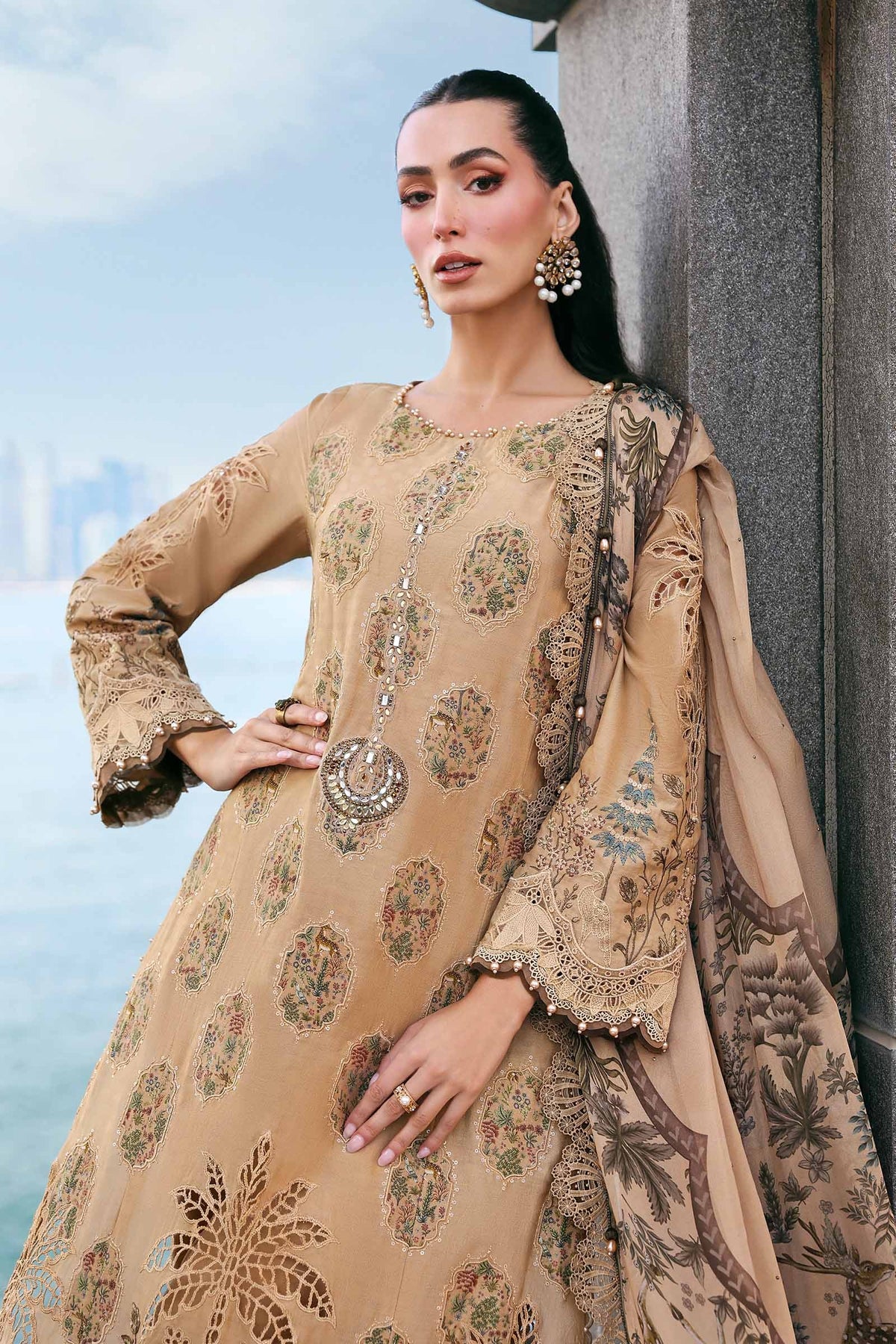 Maria B Stitched Embroidered Luxury Lawn 3 Piece Suit D-2605-A- Eid Collection