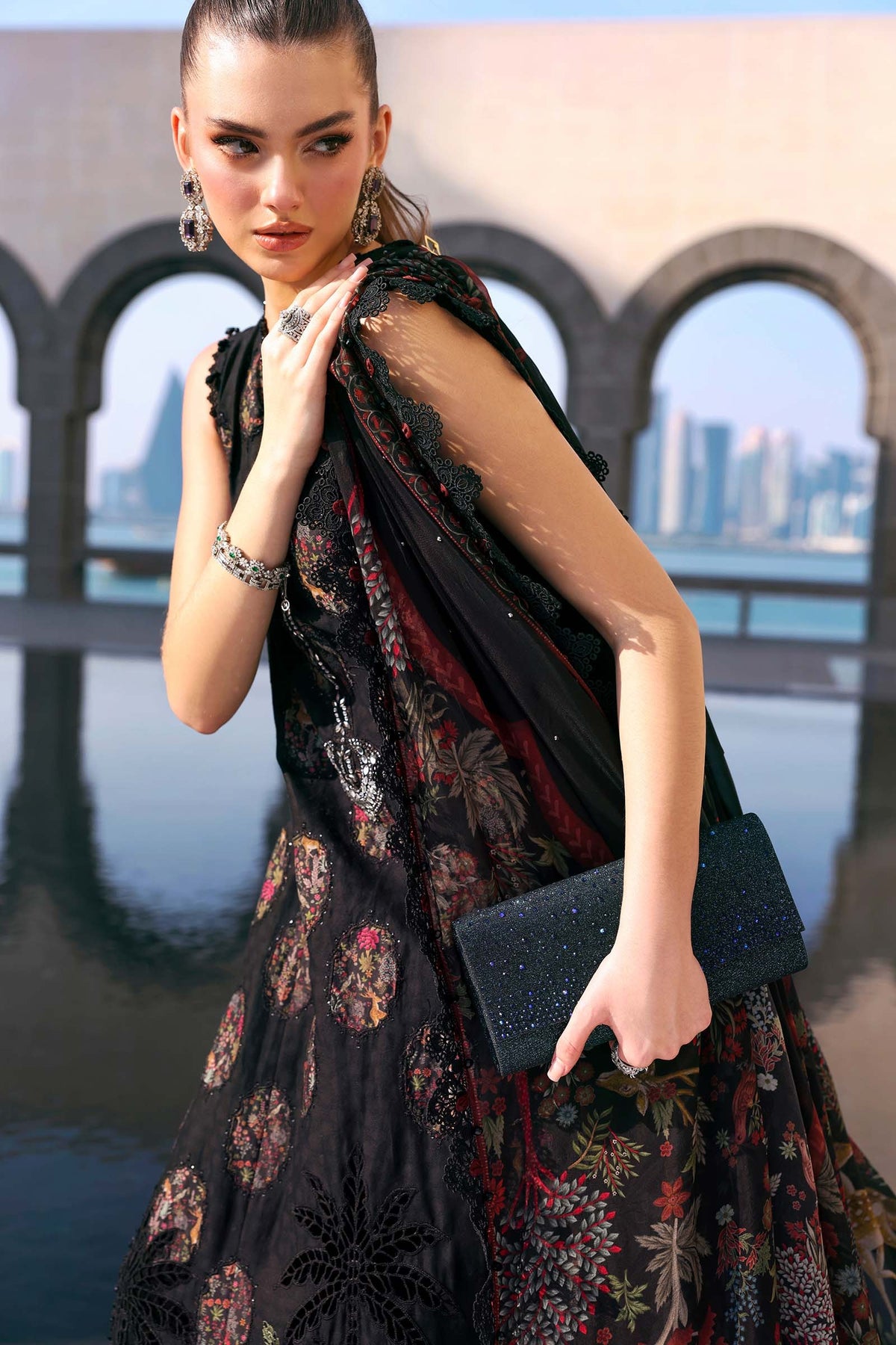 Maria B Stitched Embroidered Luxury Lawn 3 Piece Suit D-2605-B- Eid Collection