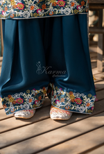 Karma Collection Winter Luxury Edition 3 Piece Embroidered Kotrai TURQUOISE Shirt with Dupatta & Shalwar for Elegant Outfits KC-1524