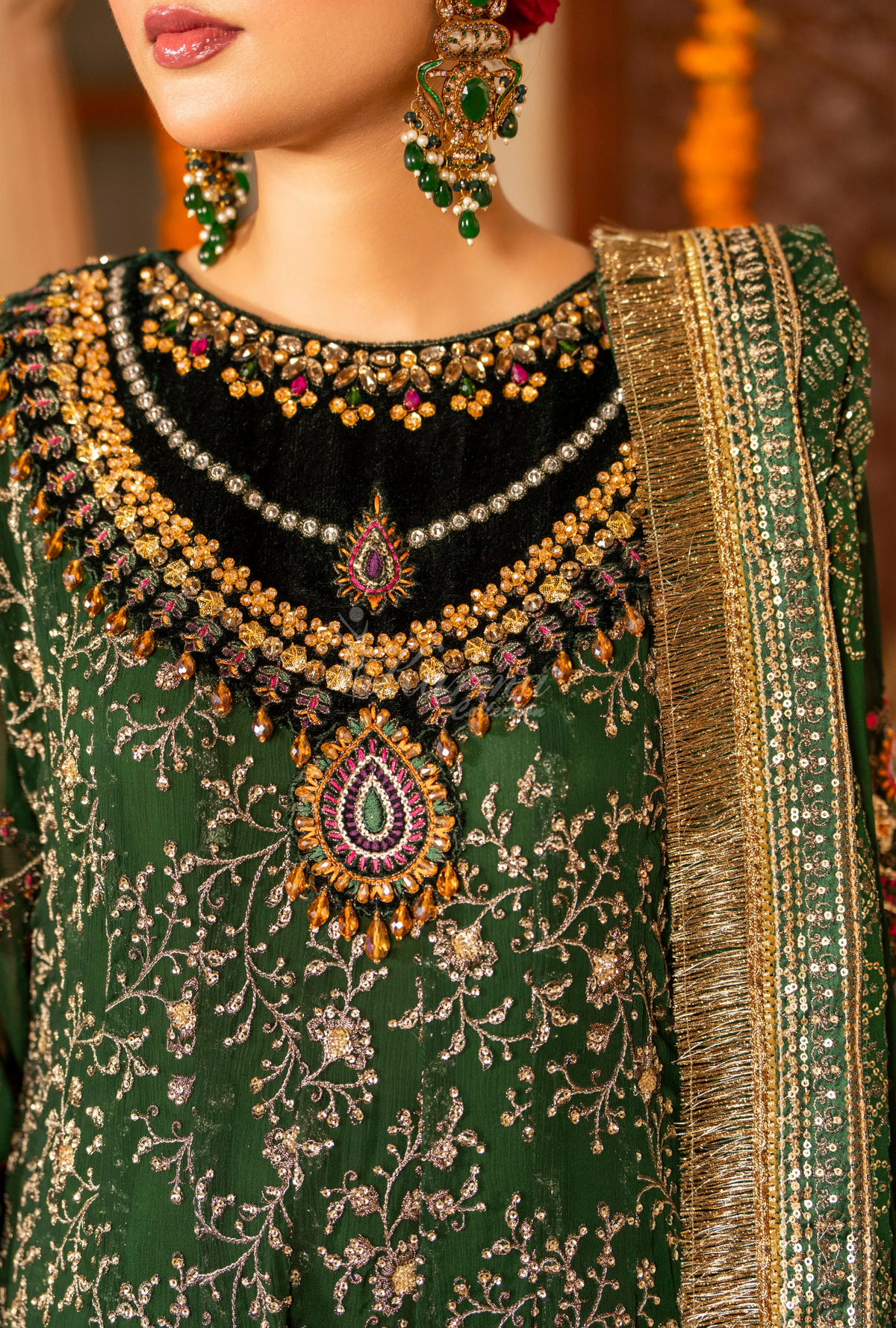 Festive Edit 2026 Karma Collection JAHAN-ARA KELLY GREEN F-499