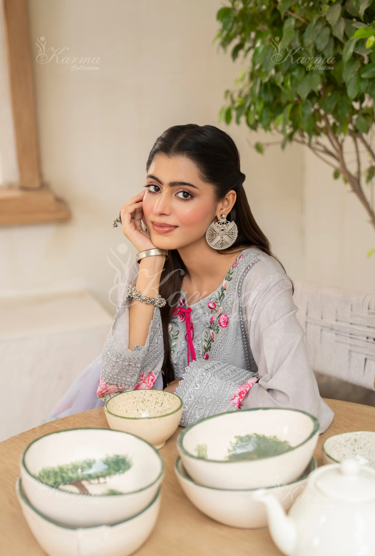 Winter Luxury 3 Piece Embroidered Mishaal Karma CollectionCLOUD SKU:KC-1539