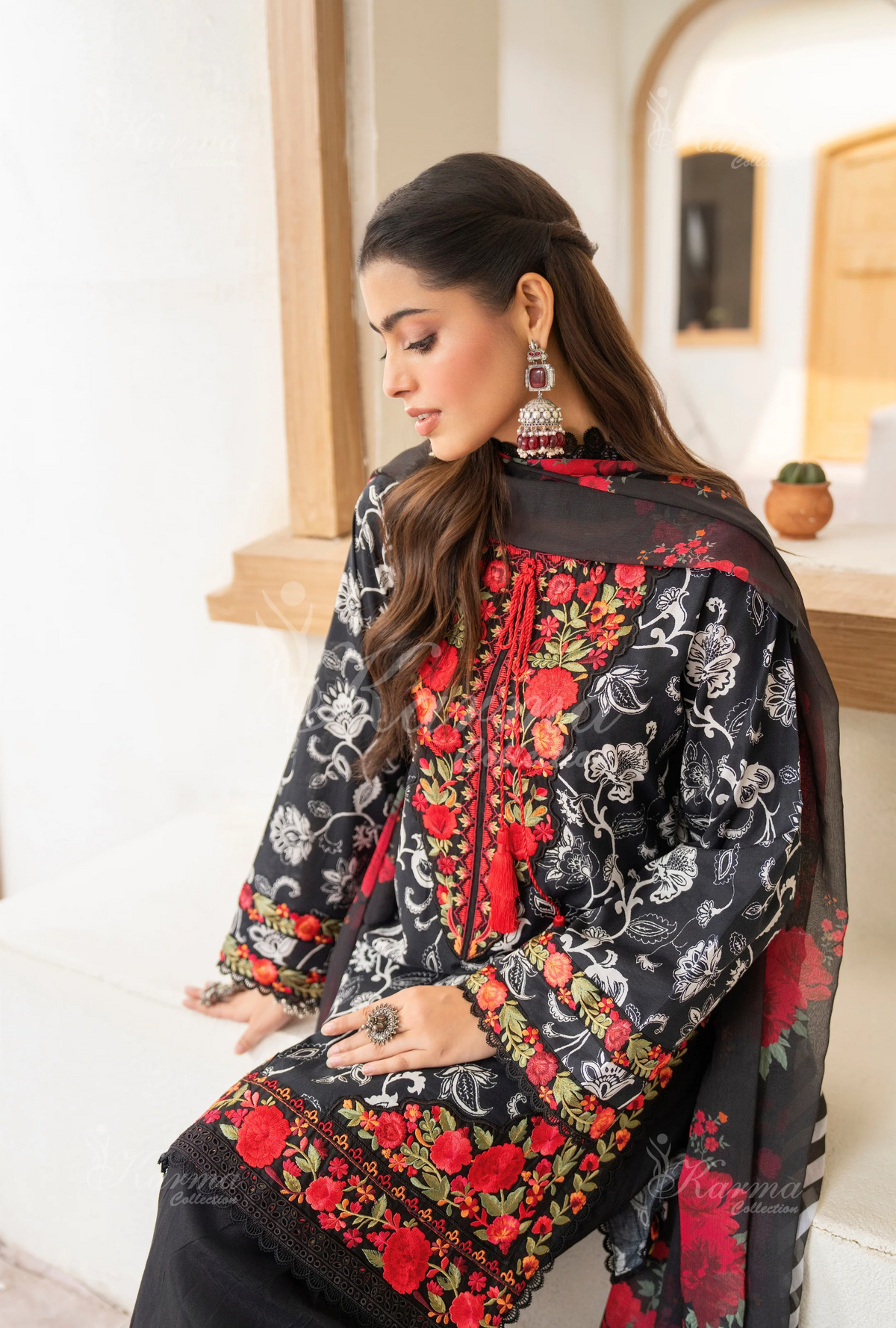Farshi Shalwar Karma Collection CRIMSON NOIR KC-1492