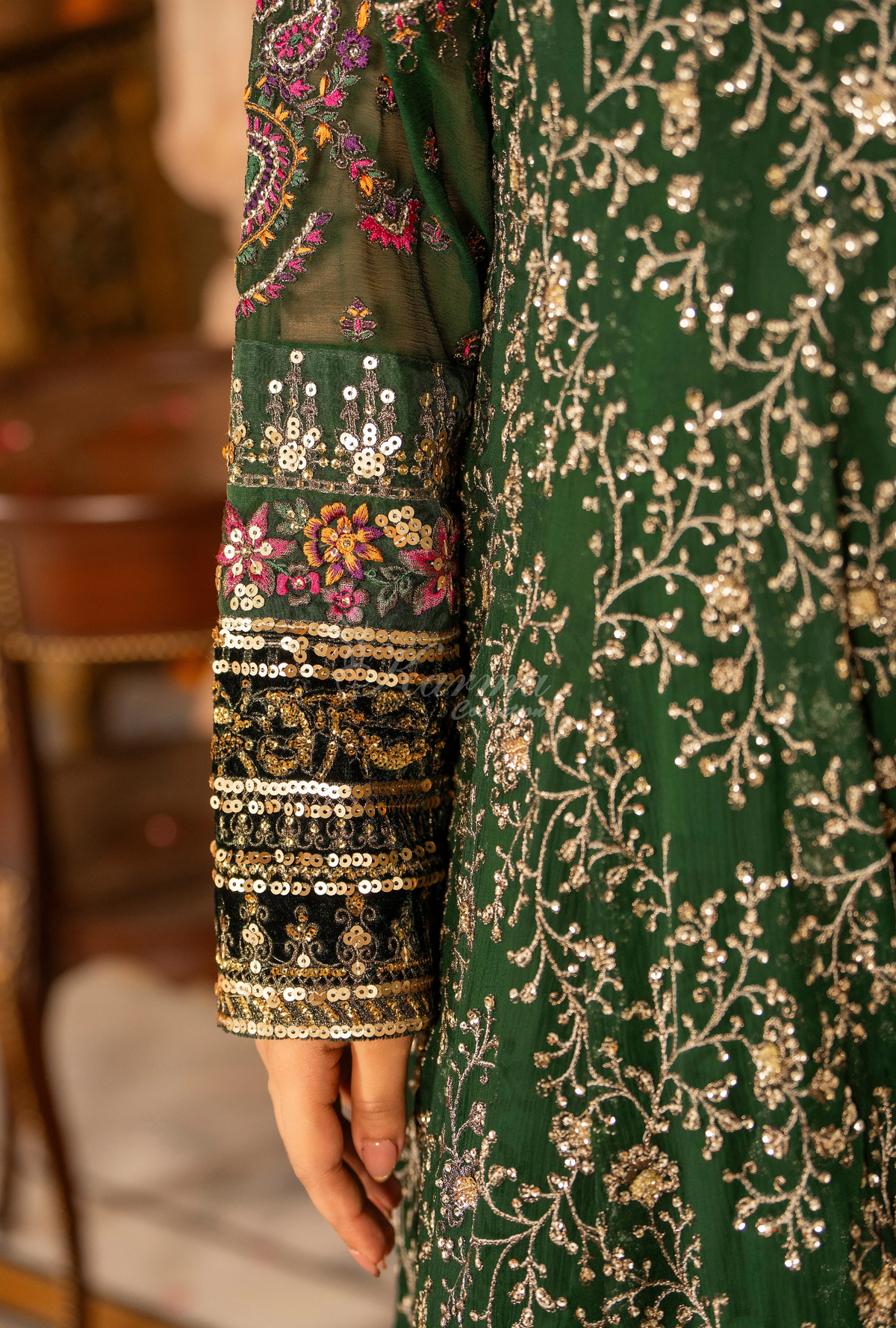 Festive Edit 2026 Karma Collection JAHAN-ARA KELLY GREEN F-499