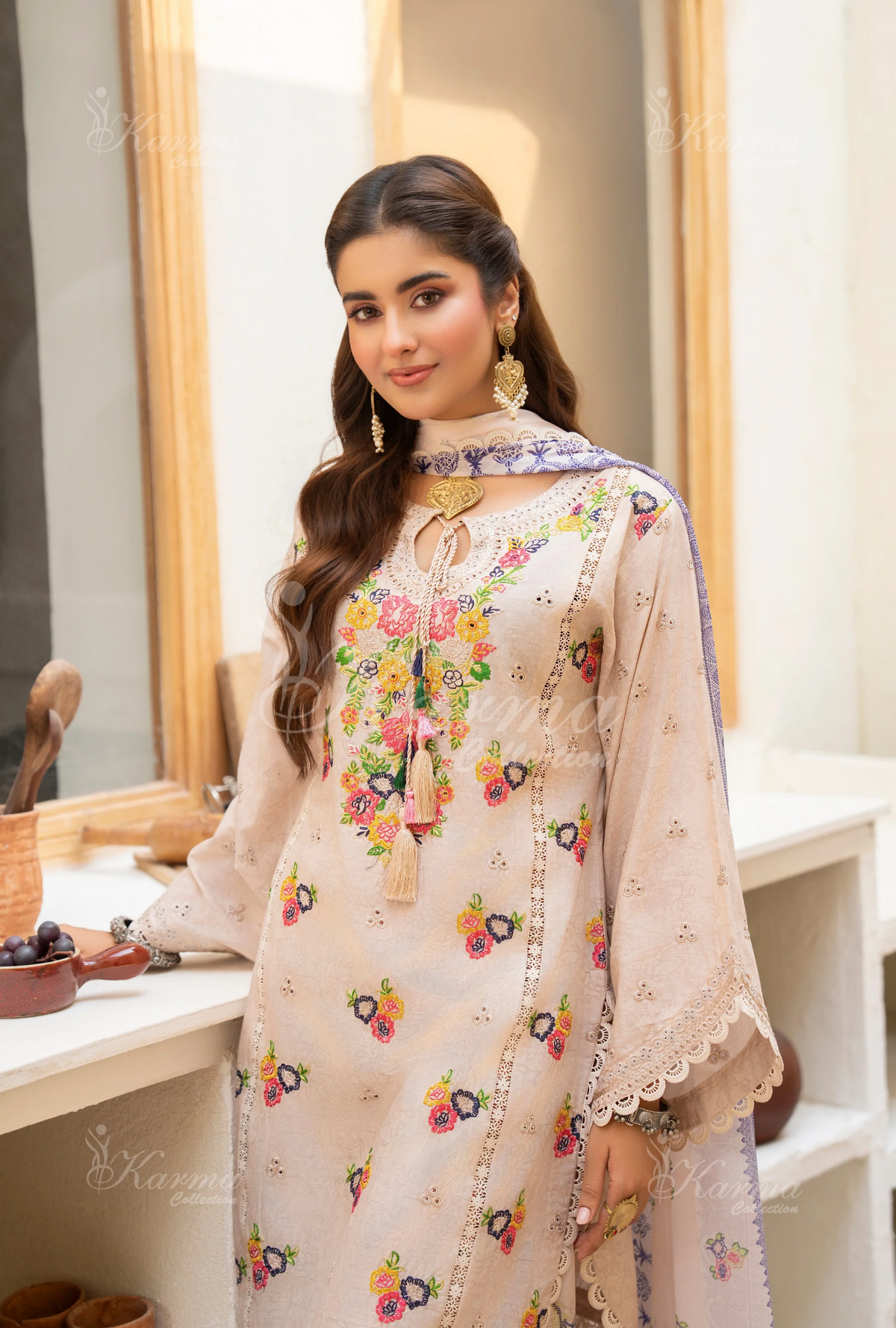 Farshi Shalwar Karma Collection WARM WHITE KC-1499
