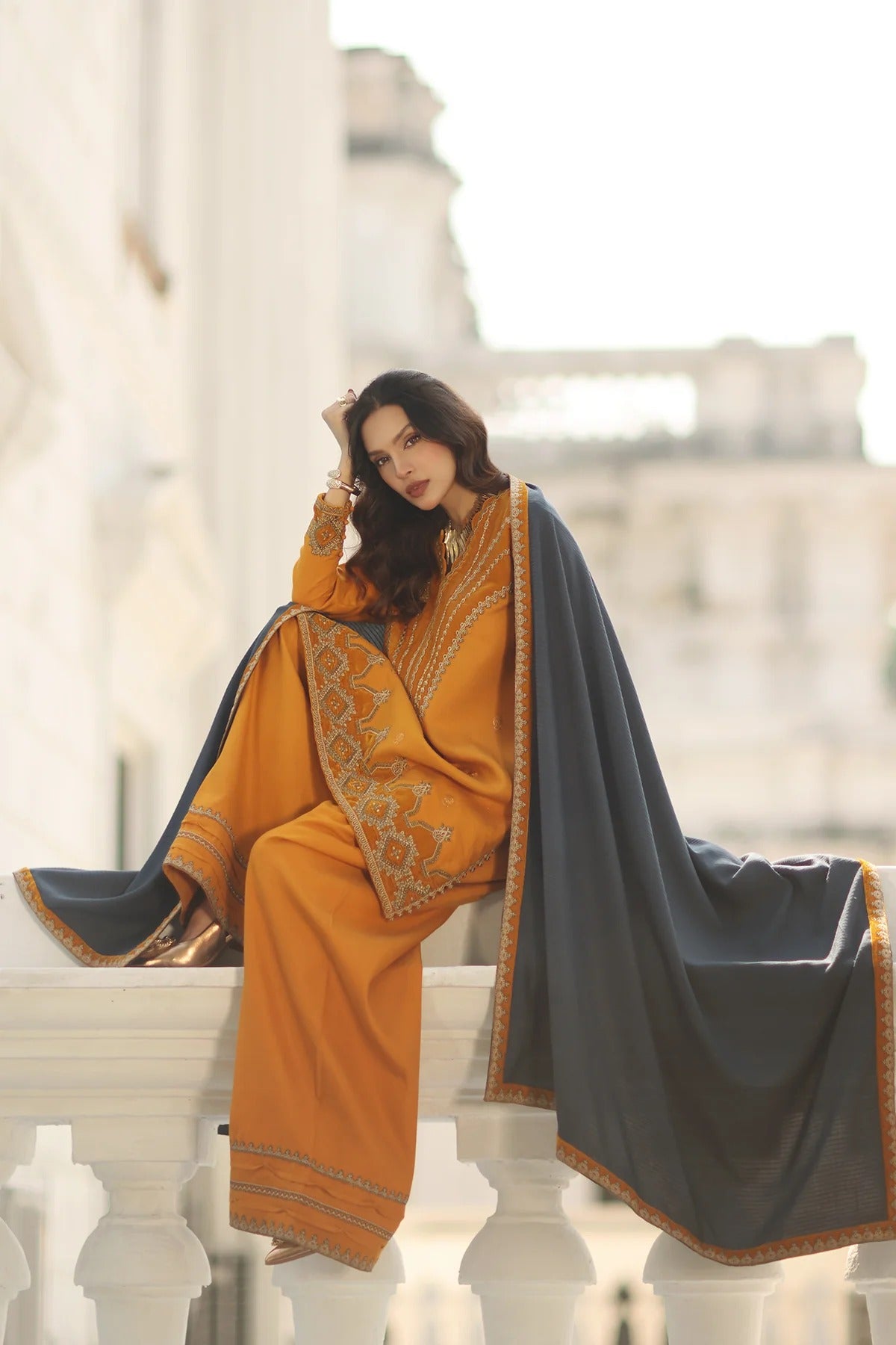 CHARIZMA SIGNATURE VOL 1 WINTER 2025-3-PC Stitched Peach Leather with Velvet CSW5-08