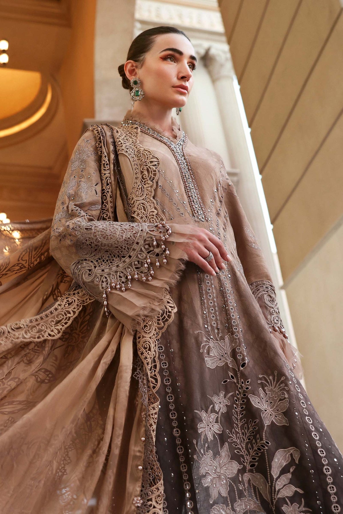 Maria B Stitched Embroidered Luxury Lawn 3 Piece Suit D-2601-A - Eid Collection