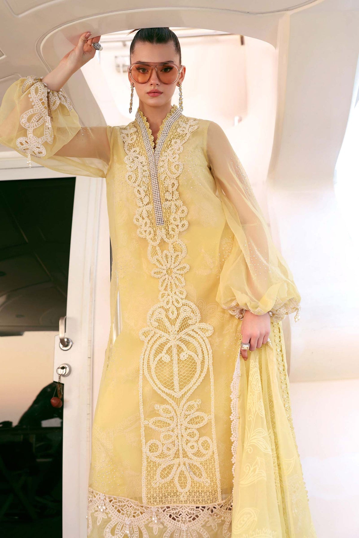 Maria B Stitched Embroidered Luxury Lawn 3 Piece Suit D-2604-A- Eid Collection