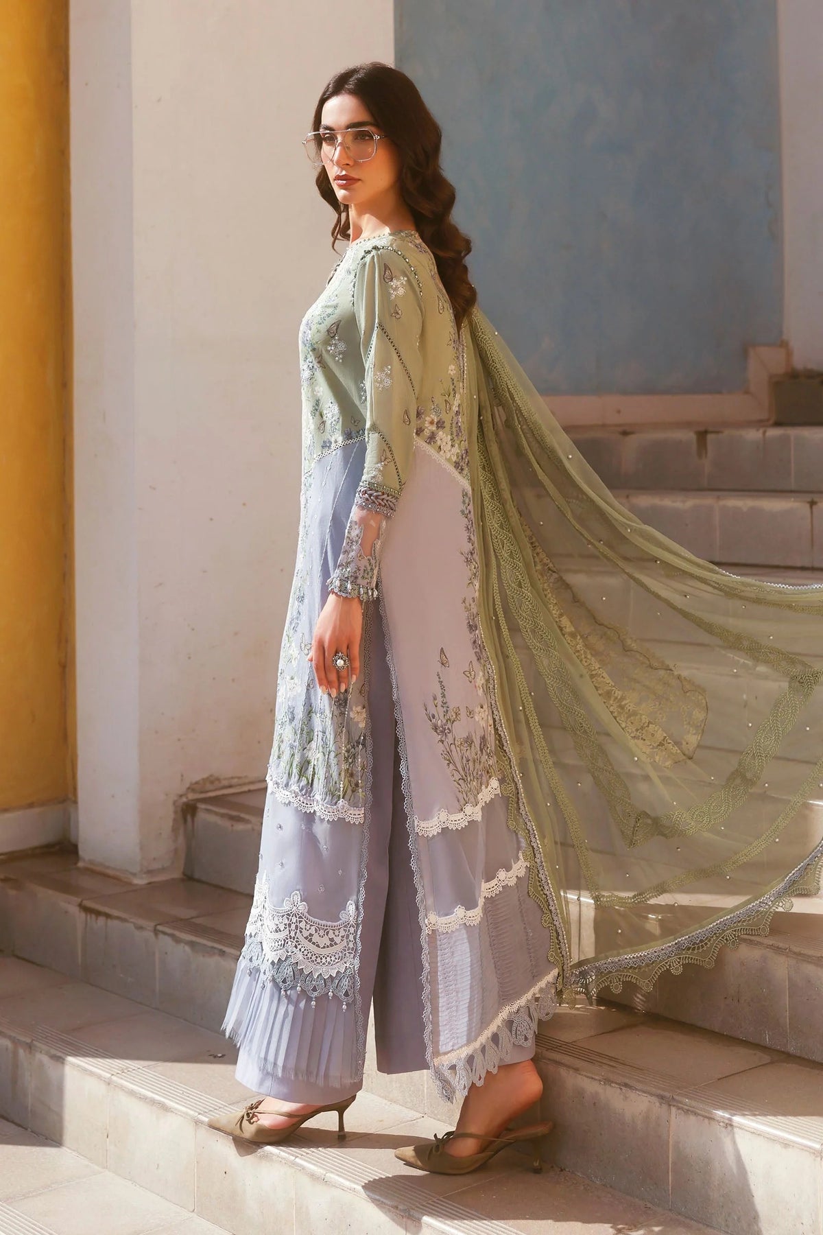 Maria B Stitched Embroidered Luxury Lawn 3 Piece Suit D-2606-B- Eid Collection