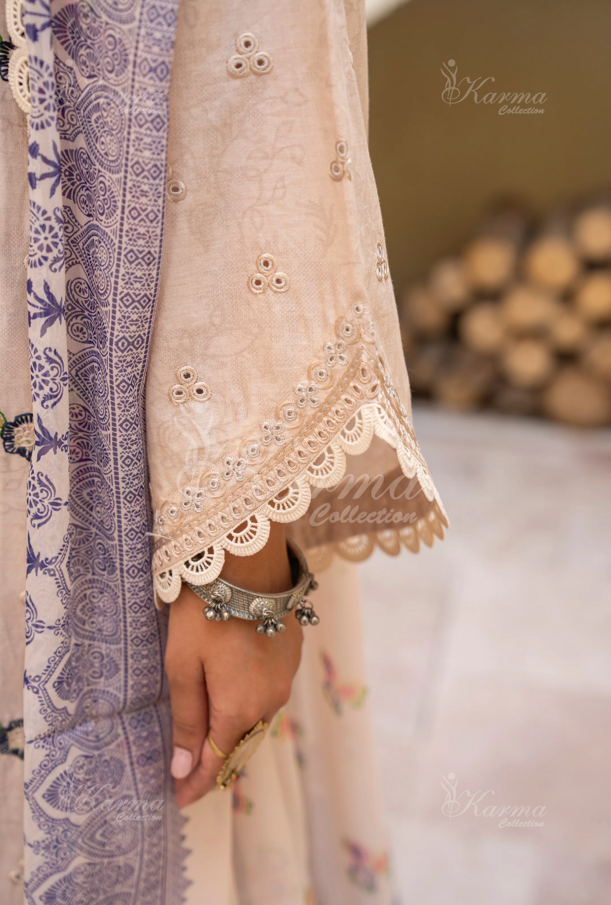 Farshi Shalwar Karma Collection WARM WHITE KC-1499