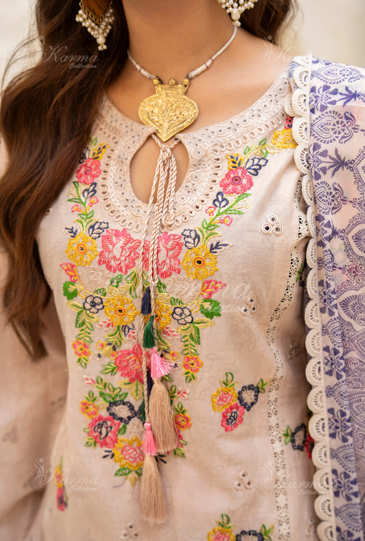 Farshi Shalwar Karma Collection WARM WHITE KC-1499