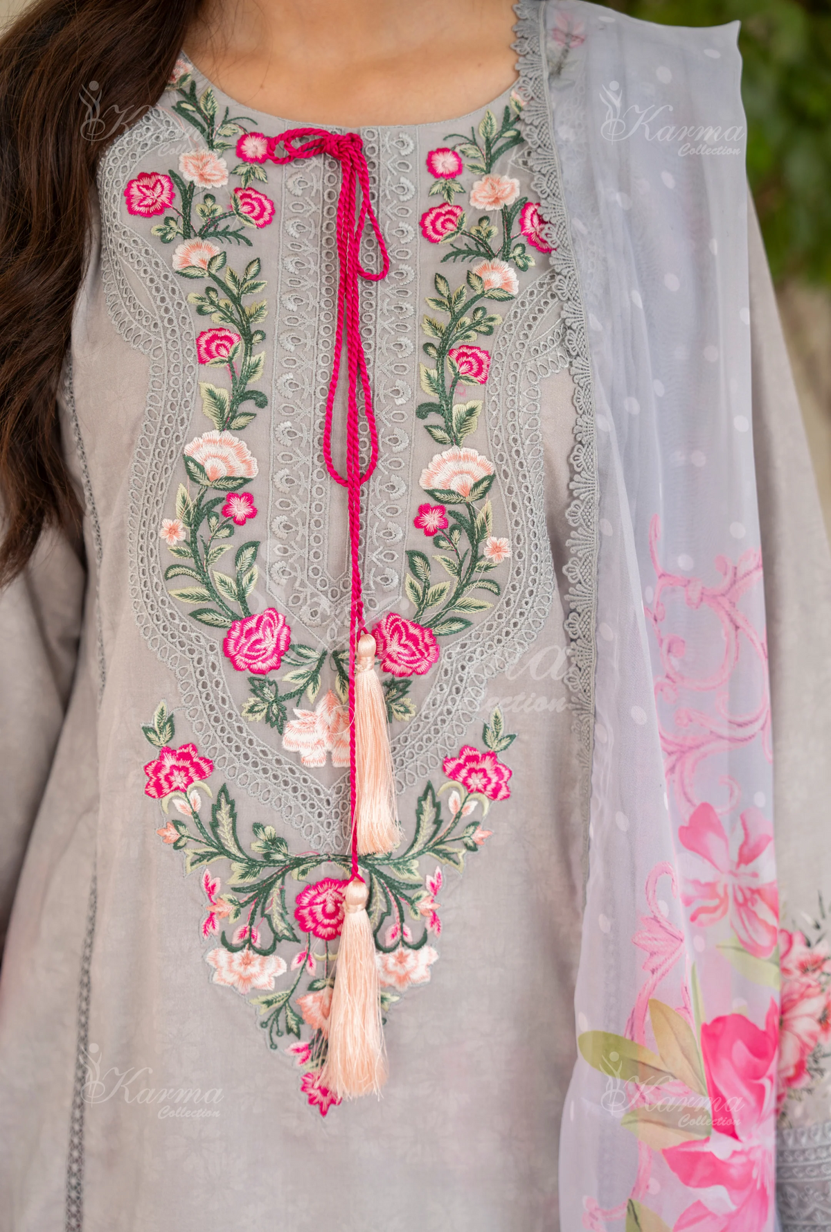 Winter Luxury 3 Piece Embroidered Mishaal Karma CollectionCLOUD SKU:KC-1539