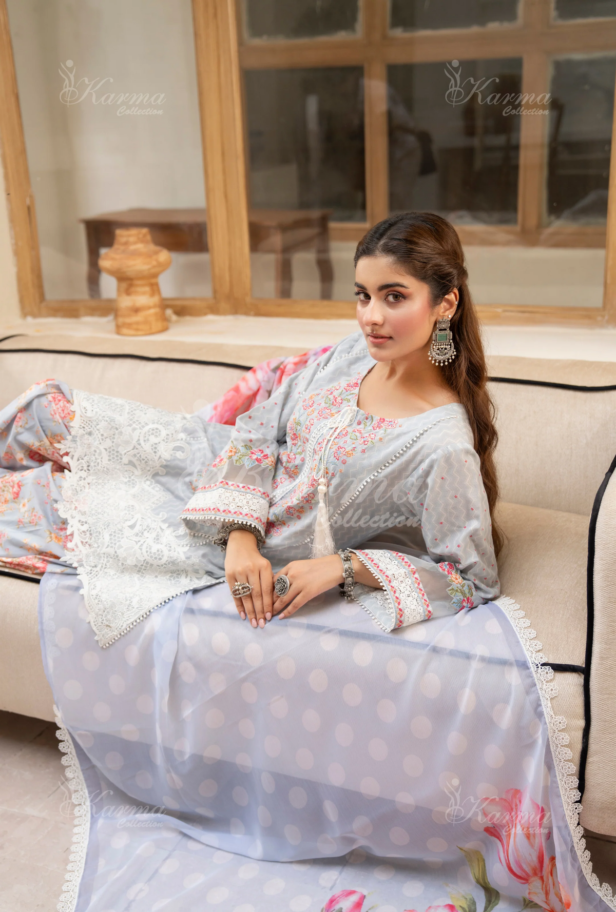 Farshi Shalwar Karma Collection SOFT ICE BLUE KC-1493