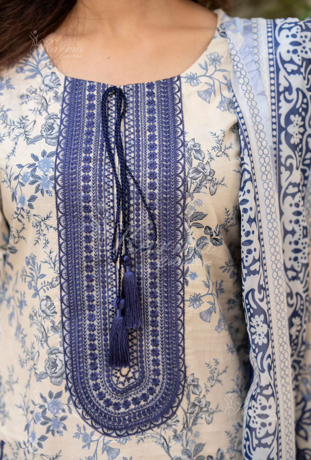 Farshi Shalwar Karma Collection FLORA BLUE KC-1496
