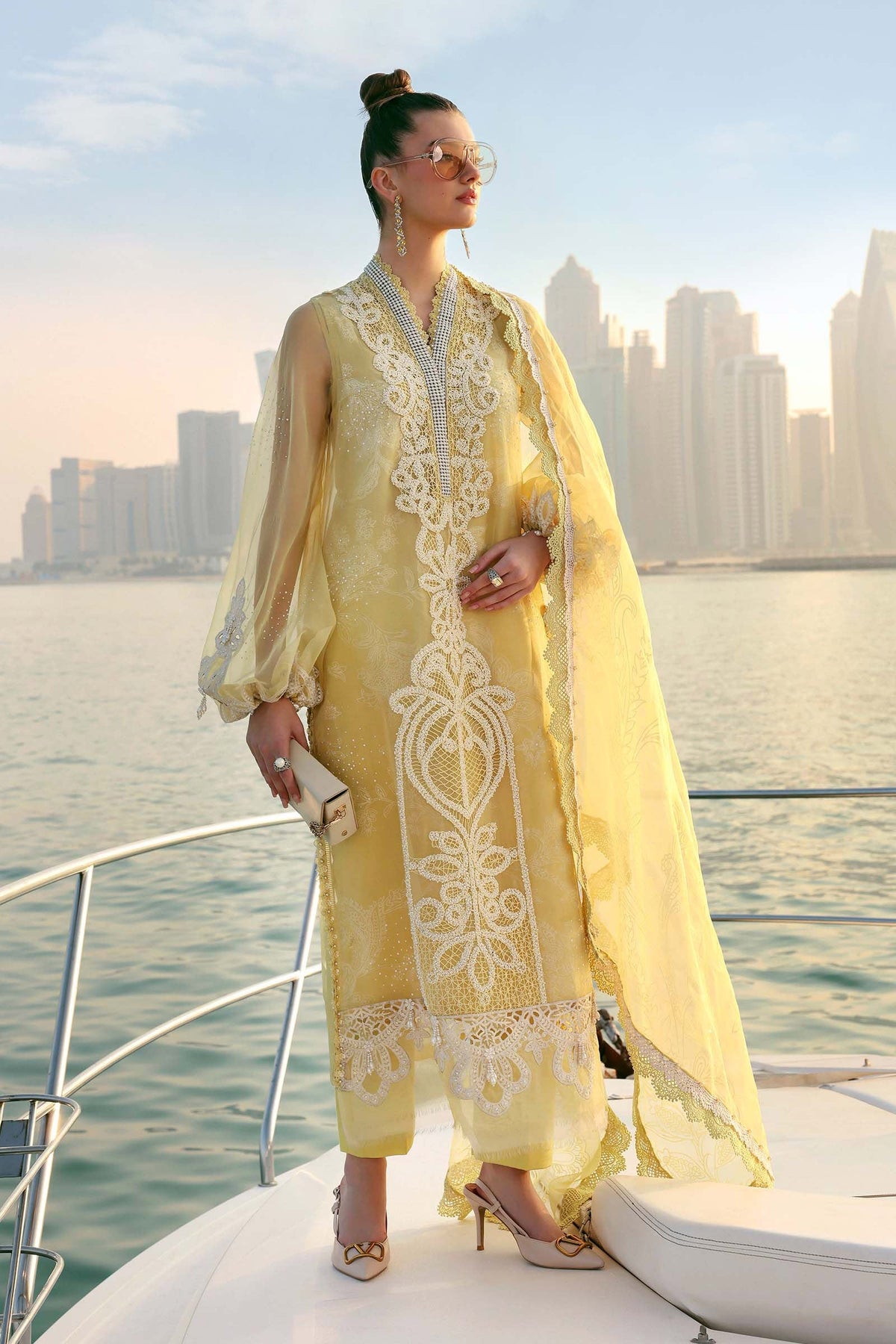 Maria B Stitched Embroidered Luxury Lawn 3 Piece Suit D-2604-A- Eid Collection