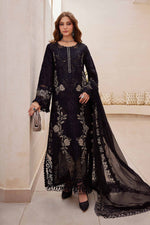 3 Piece stitched Embroidered Chiffon Suit | MPC-25-104 Black