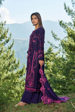 Reet By Ramsha - Three piece embroidered karandi suits with embroidered karandi shawls stitched & embellished | Original Ramsha Karandi Collection 2025 | R-1305