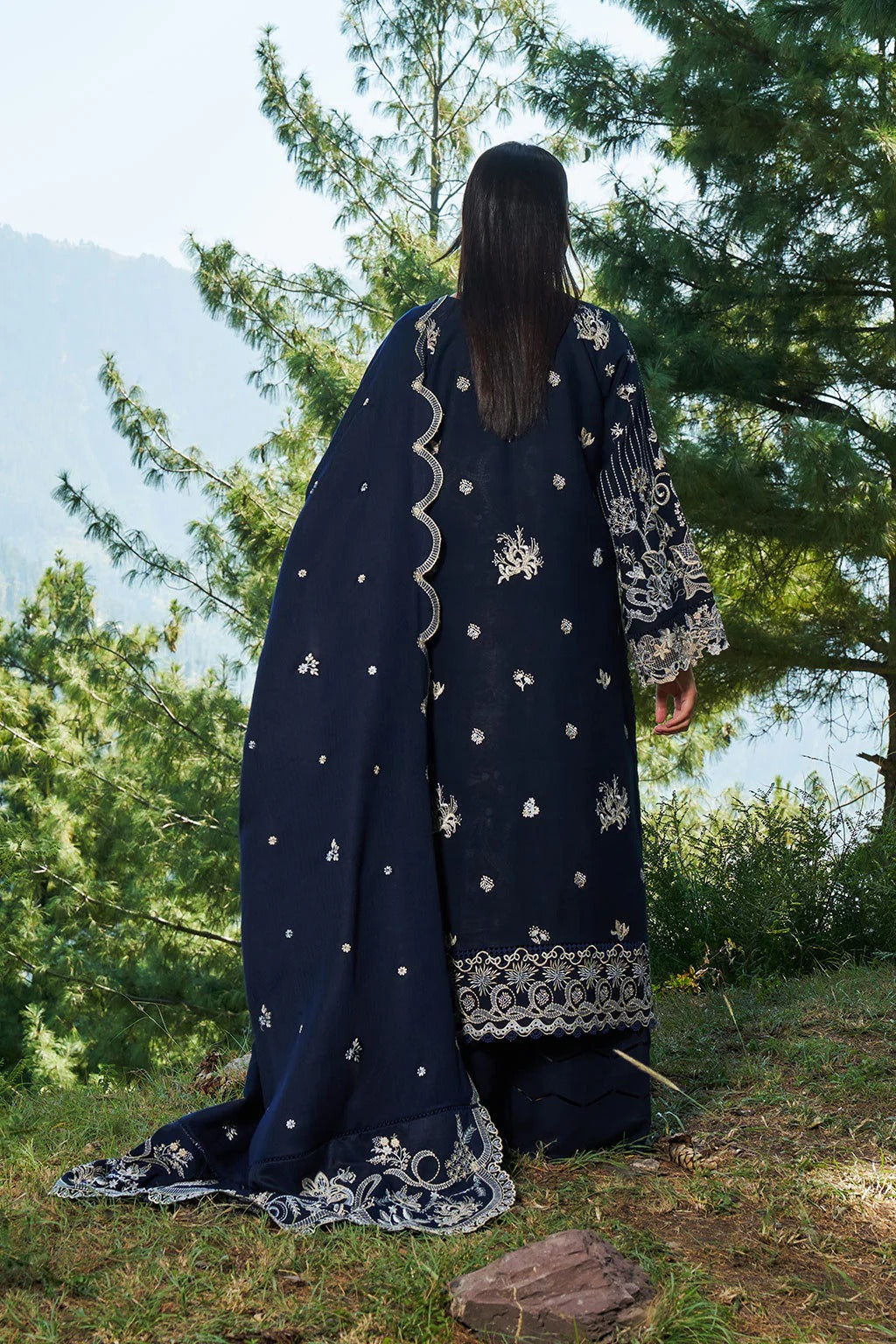 Reet By Ramsha - Three piece embroidered karandi suits with embroidered karandi shawls stitched & embellished | Original Ramsha Karandi Collection 2025 | R-1