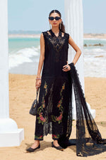 3 Piece stitched Embroidered Chiffon Suit | MPC-25-104 Black