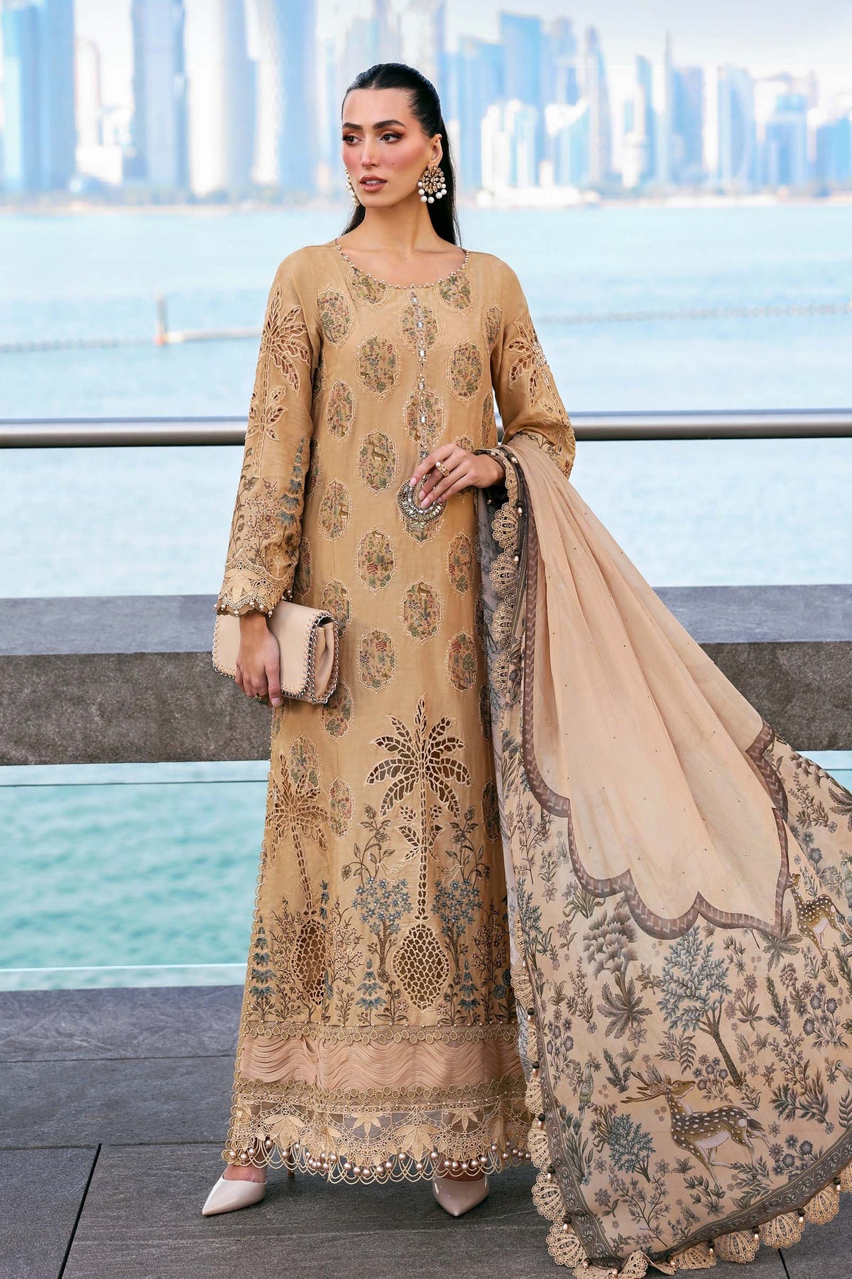 Maria B Stitched Embroidered Luxury Lawn 3 Piece Suit D-2605-A- Eid Collection