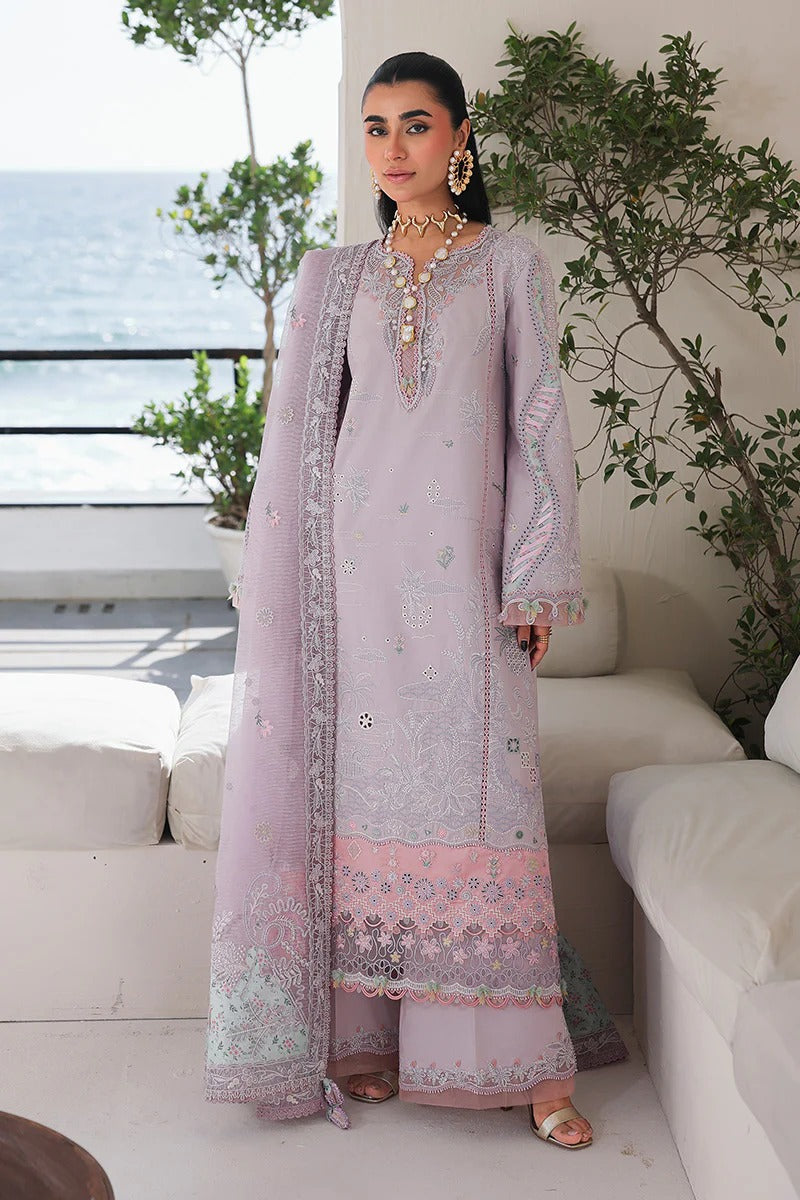 Qalamkar SA-11 Rehma Sahil Luxury Lawn 2026 stitched 3 piece suit lilac full model front UK